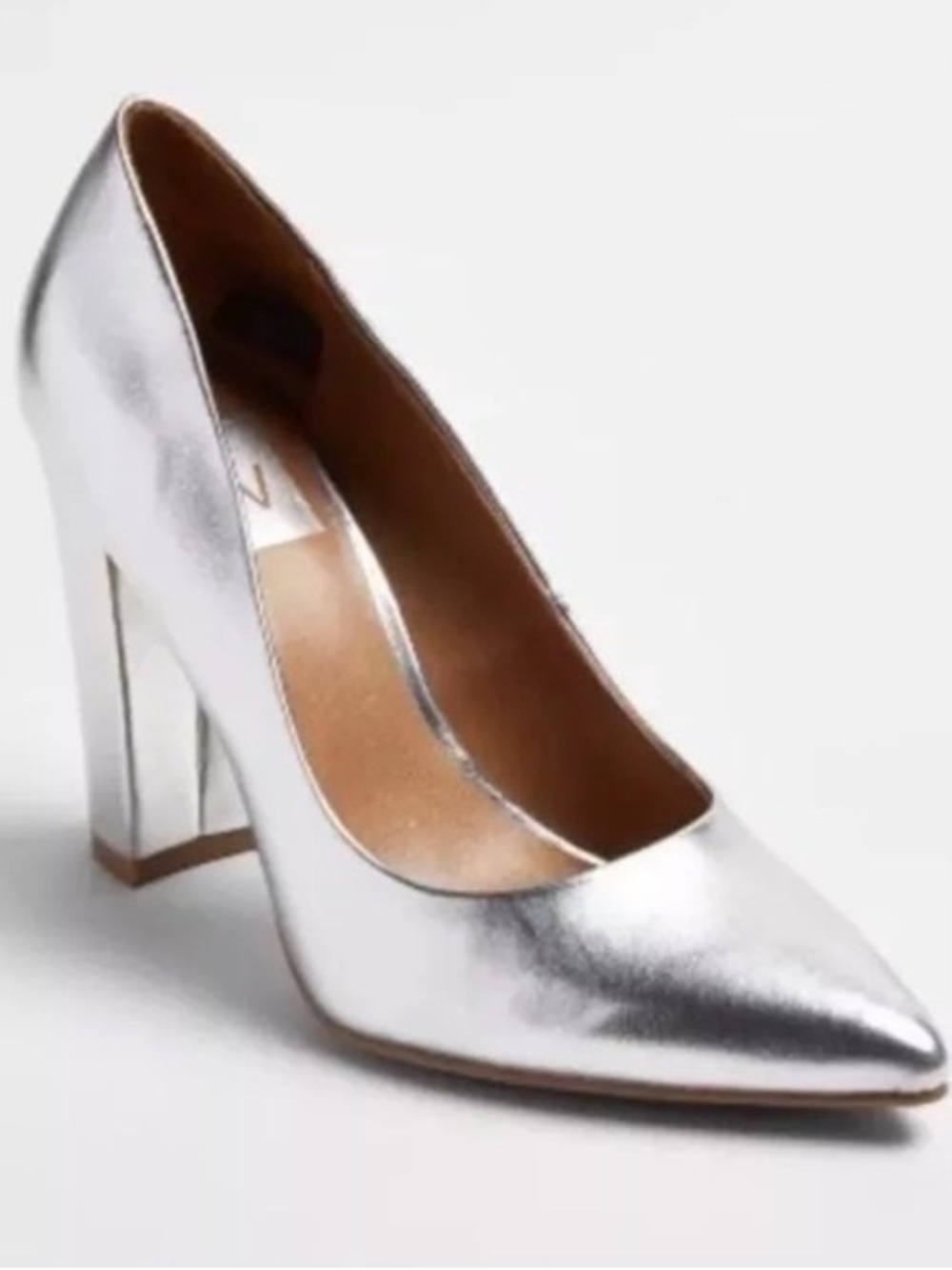 Dolce Vita Metallic Silver Pointed Block Heel Pumps